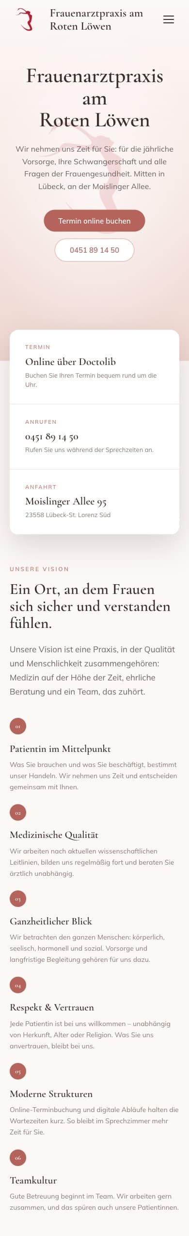 The same home page on a phone.